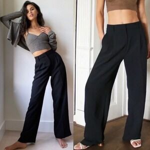 Aritzia The Effortless Pants Black Crepette Womens Size 8 Wilfred Minimalist